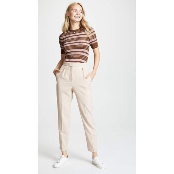 THEORY City Prospective Light Stretch Twill Pleated Ankle Trousers Pants, Size 6 - Picture 1 of 16